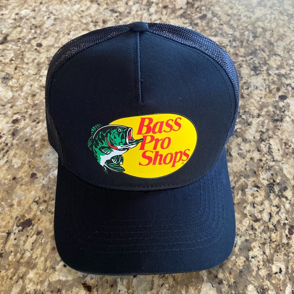 Bass Pro Mesh Black Trucker Cap